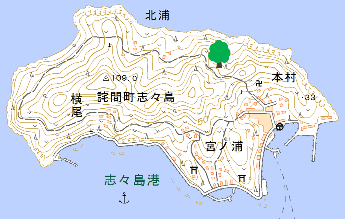 志々島の大楠の地図
