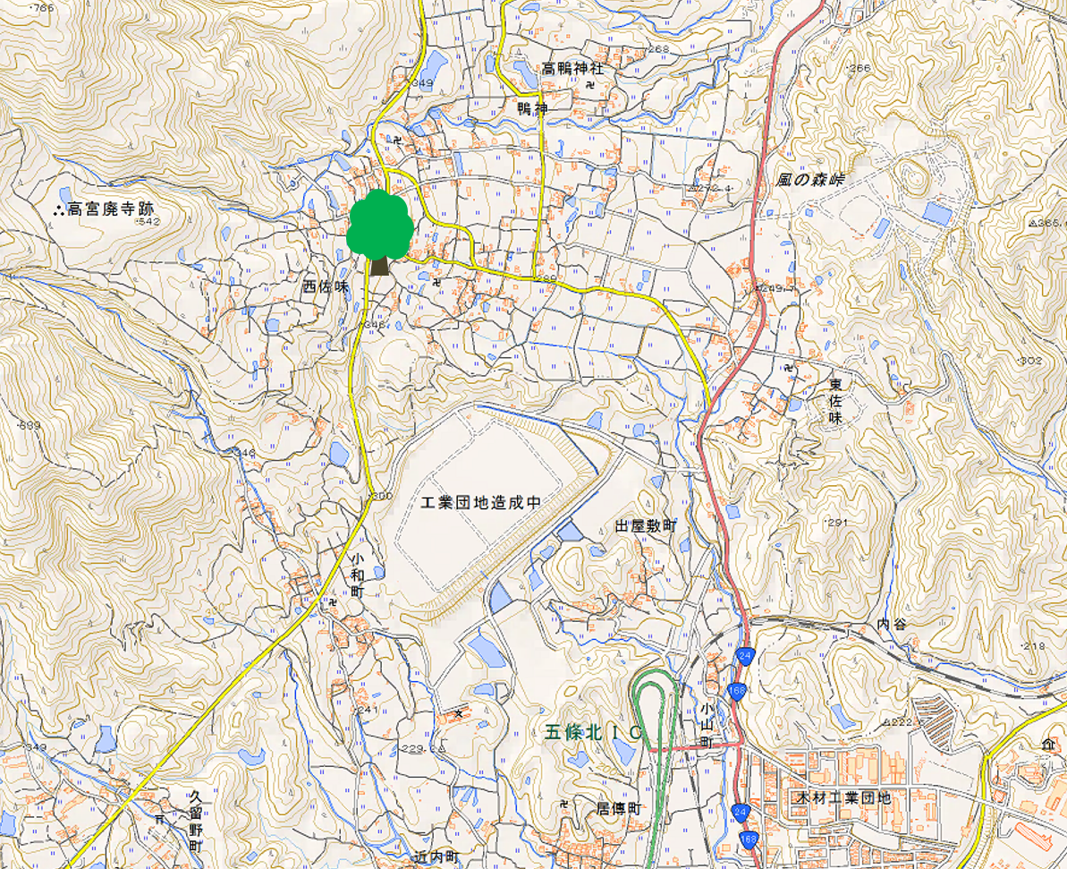 奈良御所「風の森の大杉（大川杉）」の地図