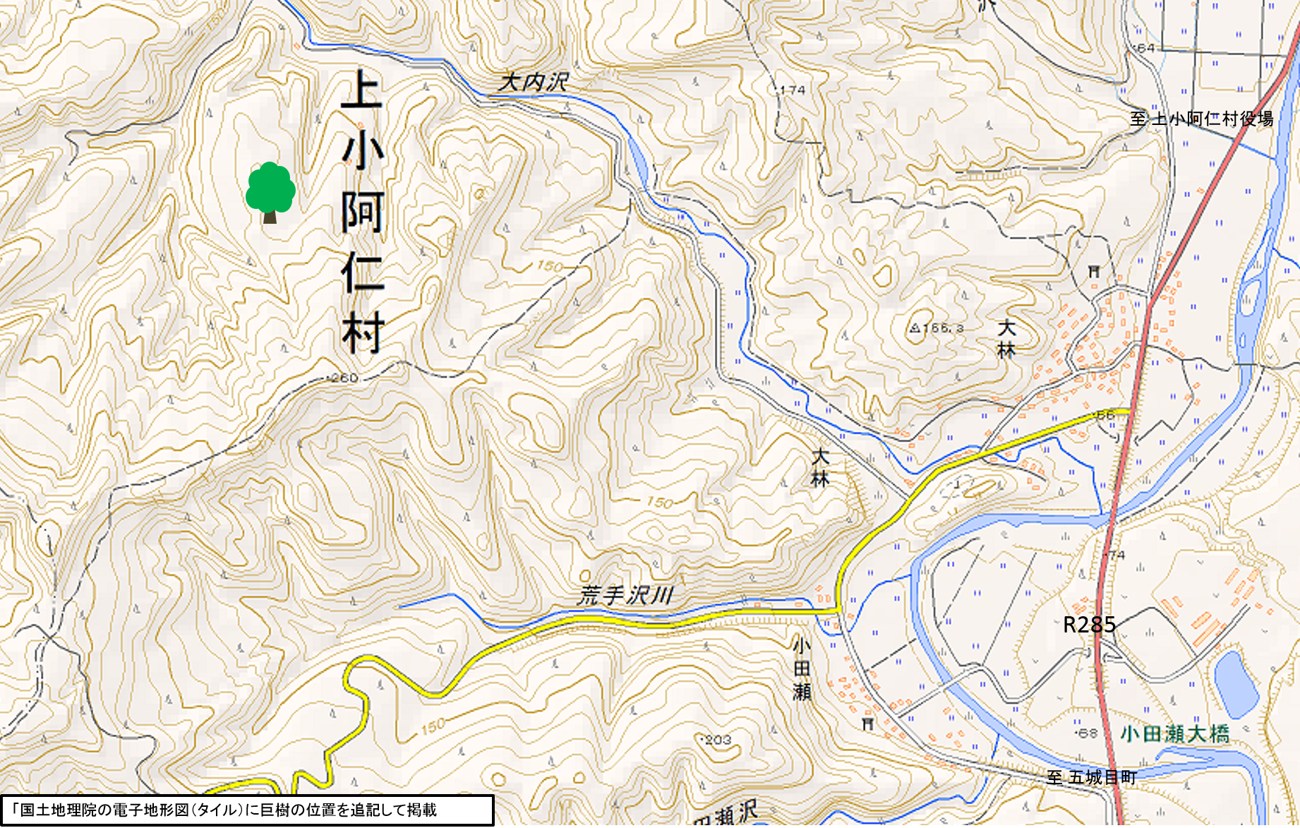 秋田県上小阿仁村の地図